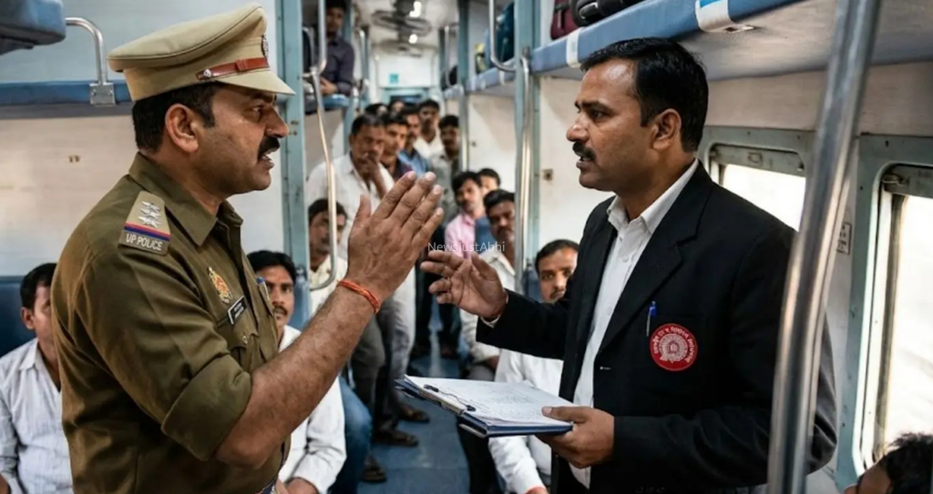 “क्या ये तुम्हारे बाप की ट्रेन है?”… ट्रेन में बिना टिकट चढ़े UP पुलिस के SI, TTE से भिड़े तो मच गया हंगामा, Video Viral​​​